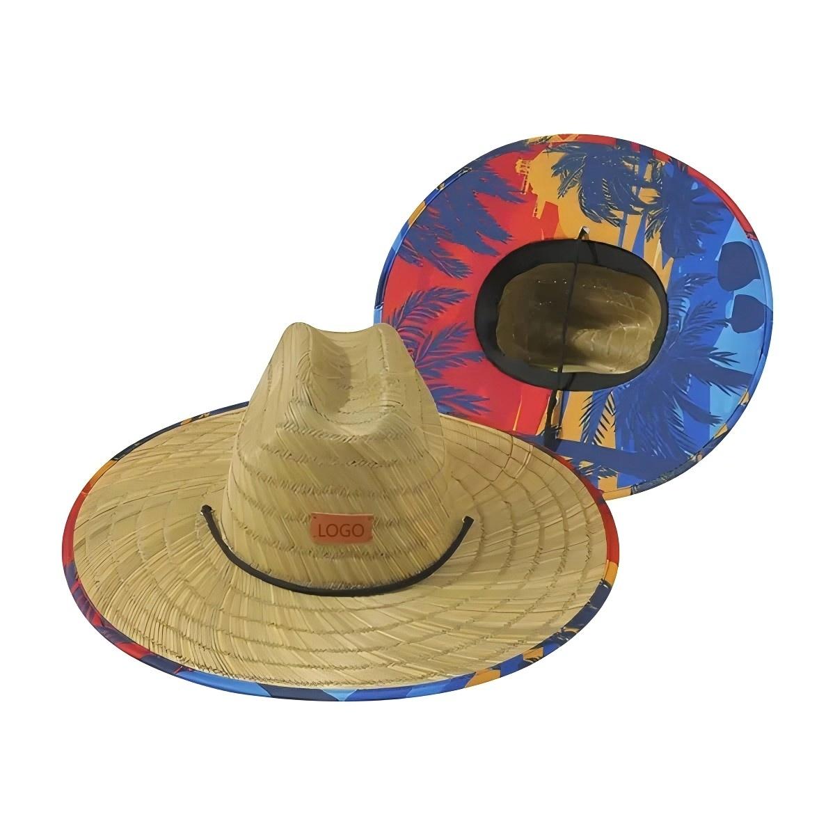 Lifeguard Straw Hat with Color Underbrim & Patch - Image 4