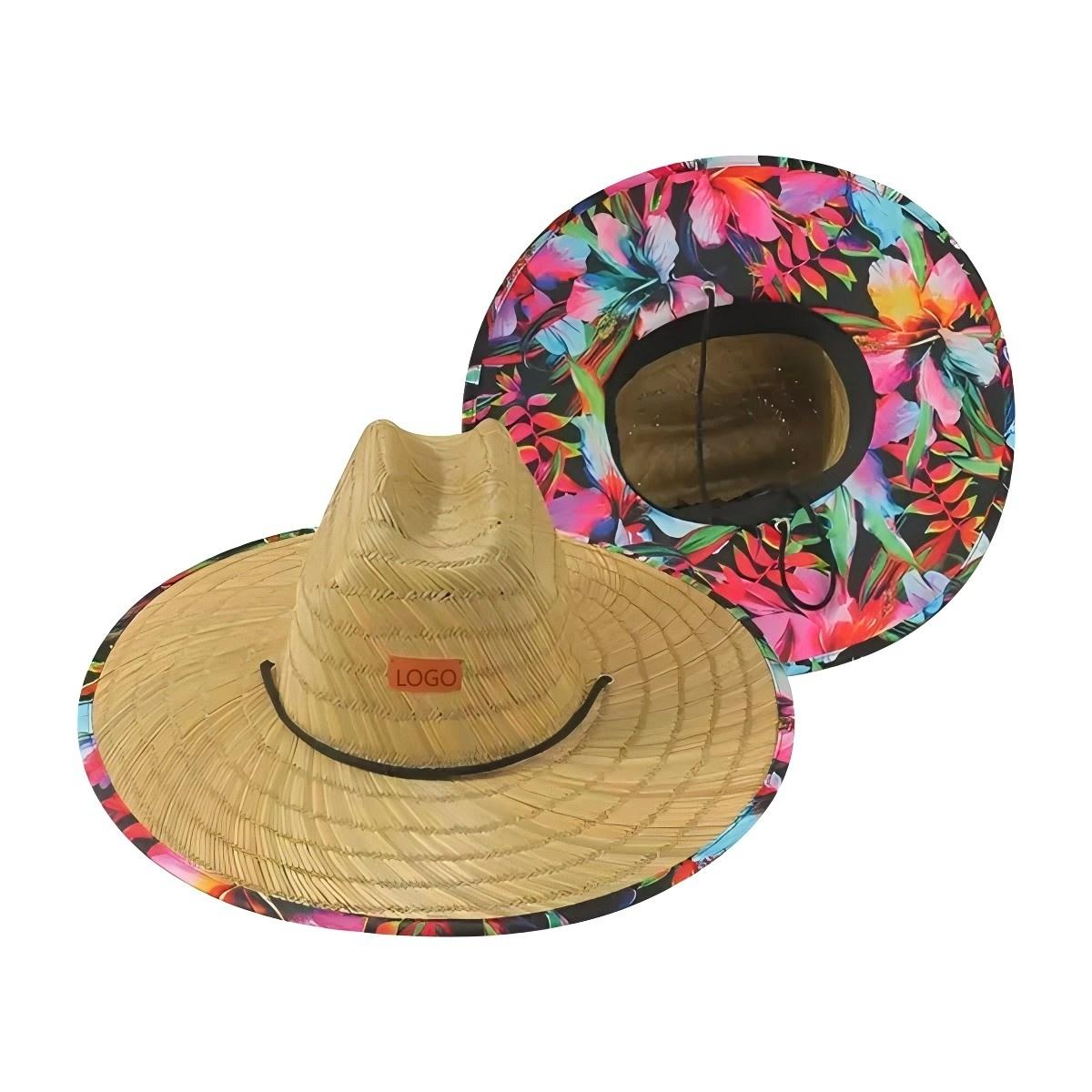 Lifeguard Straw Hat with Color Underbrim & Patch - Image 5