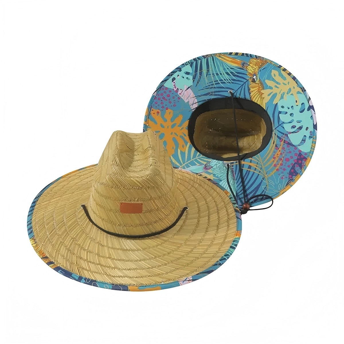 Lifeguard Straw Hat with Color Underbrim & Patch - Image 6