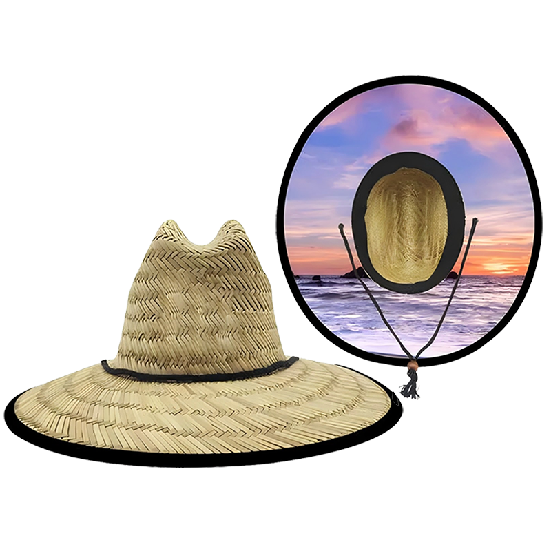 Lifeguard Straw Hat with Color Underbrim & Patch - Image 7