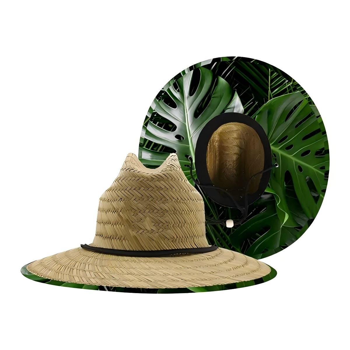 Lifeguard Straw Hat with Color Underbrim & Patch - Image 9