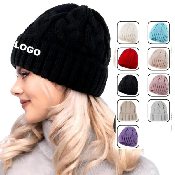 Cabled Knit Folded Hat