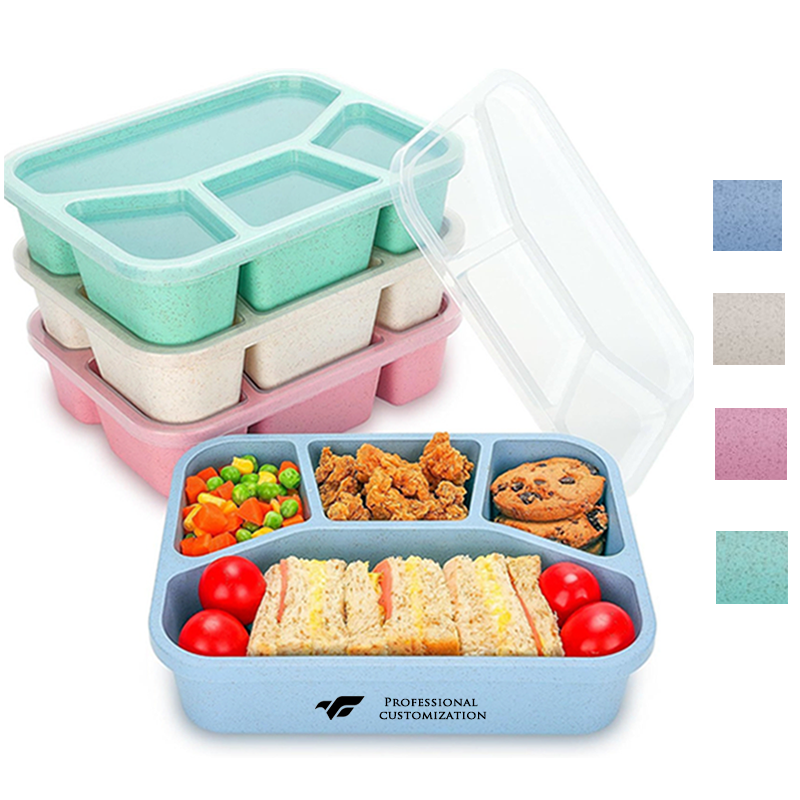 Eco-Friendly Wheat Straw 4-Compartment Bento Lunch Box