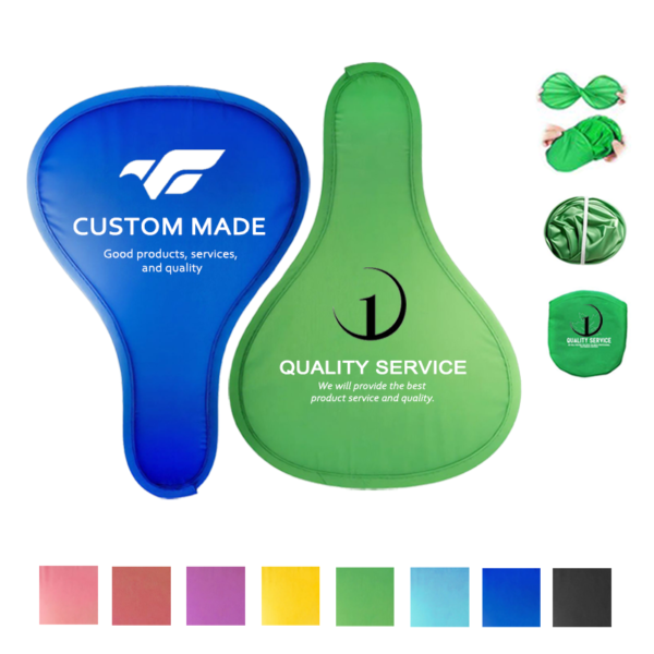 Collapsible T-Handle Polyester Disc Fan with Pouch (MOQ100)