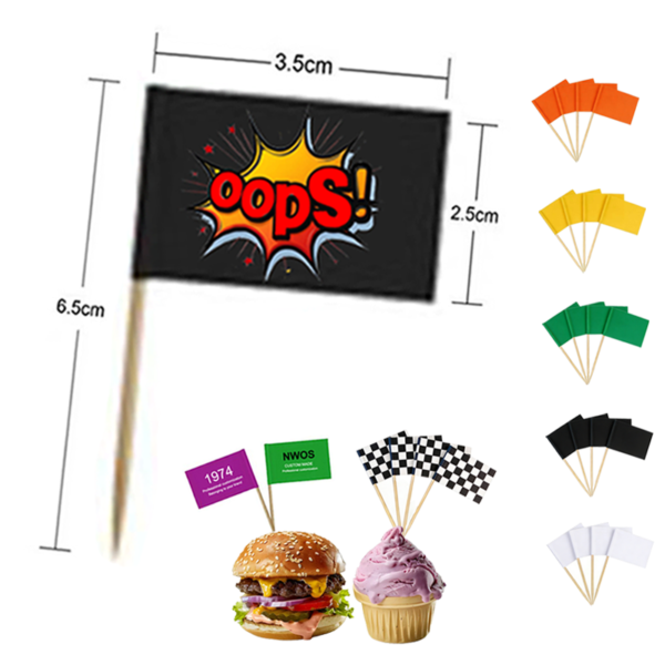 Custom Branded Flag Picks - 2.5" Wooden Toothpicks