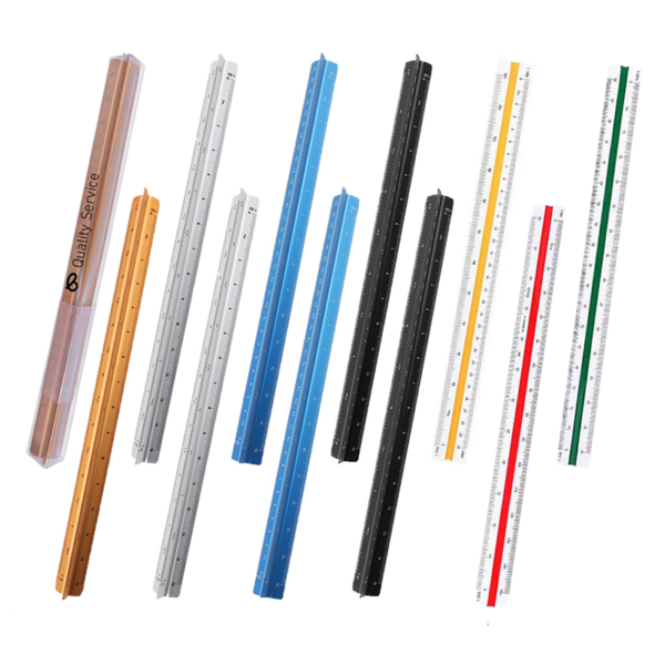 12” Triangular Engineer Scale Ruler, Plastic Material & PP Pack Box