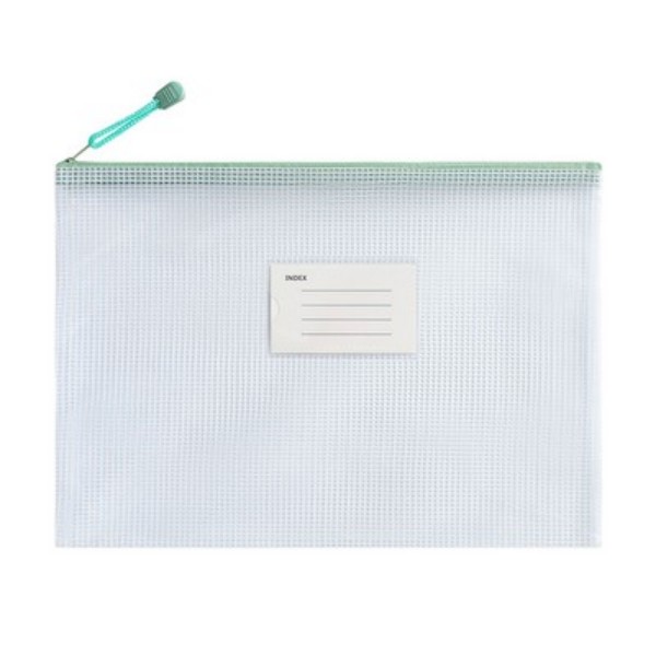 A4 Mesh PVC Zipper Document Case with Label Pocket - Image 4