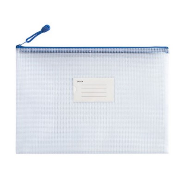 A4 Mesh PVC Zipper Document Case with Label Pocket - Image 6