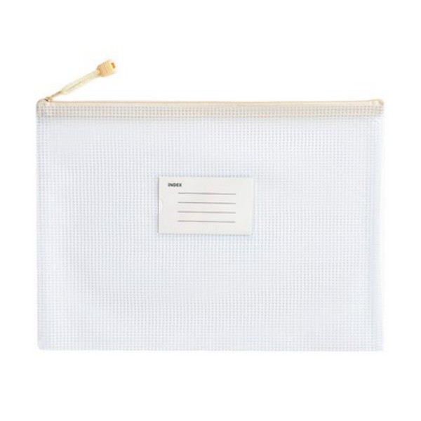 A4 Mesh PVC Zipper Document Case with Label Pocket - Image 8