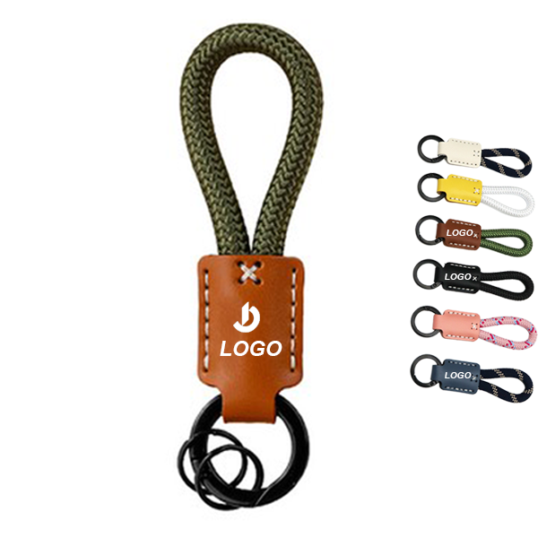 SAS045 Handmade Leather Keychain With Double Rings