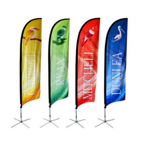 9ft Double Sided Printed Feather Beach Flag Kit W/ Cross Base & Water Bag - Image 11