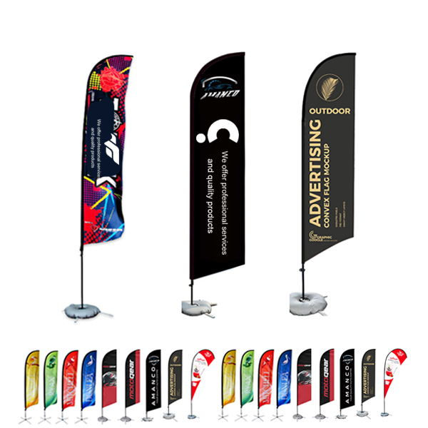9ft Double Sided Printed Feather Beach Flag Kit W/ Cross Base & Water Bag